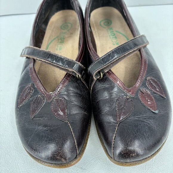 Naot Nau Mai Mary Jane Loafers Womens 8 EU 39 Dark Brown Burgundy Leather Flats - Picture 3 of 10